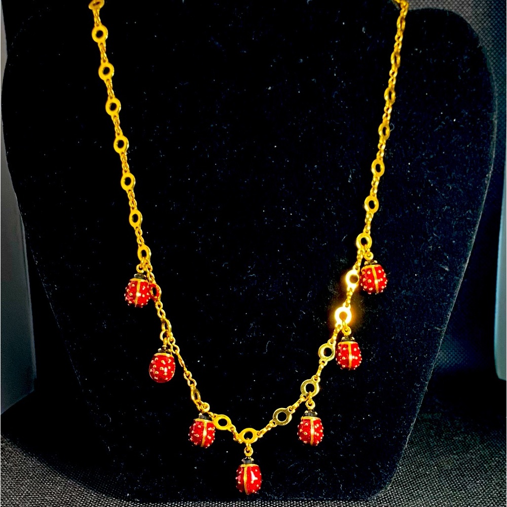 Joan Rivers Jewelry Lady Bug vintage solid weight necklace.